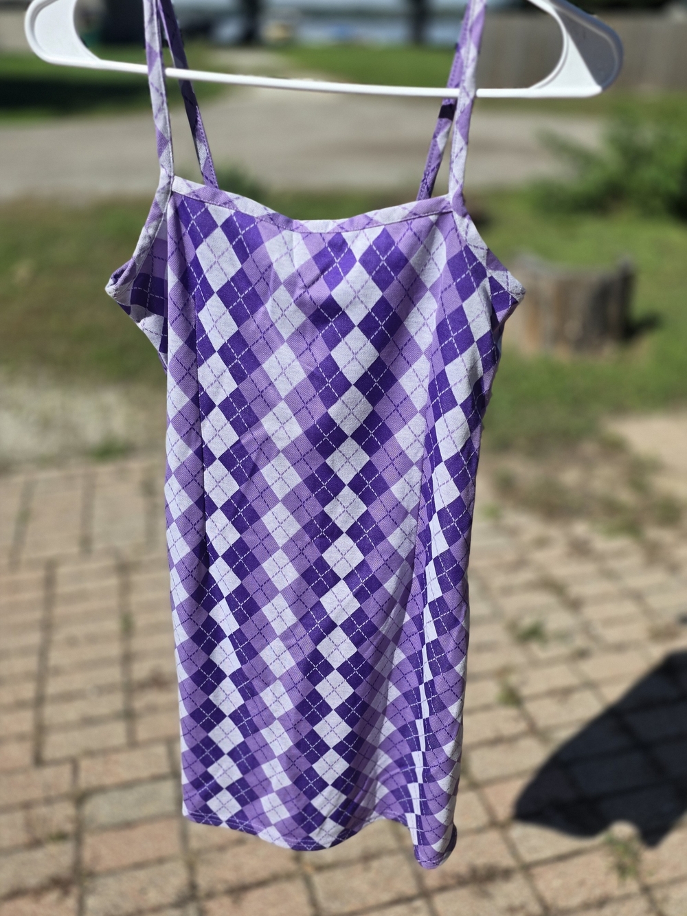 Purple Argyle Mini Dress
